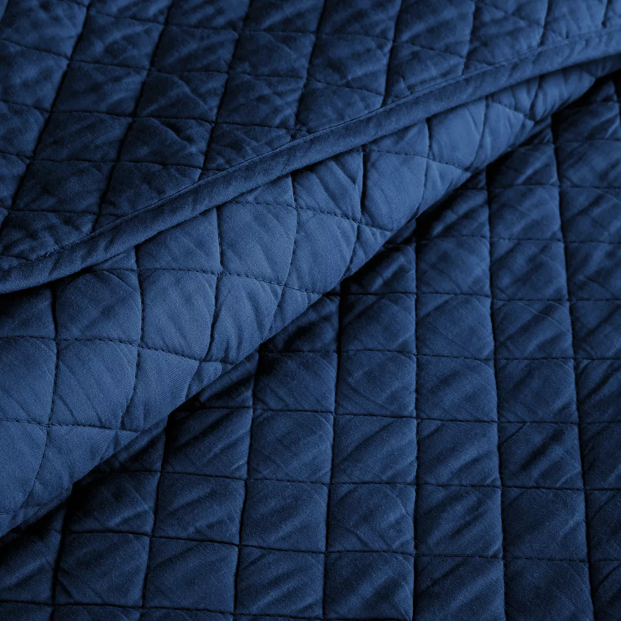 Ava Navy Diamond-Quilted Full/Queen 3-Piece Quilt Set 4 Ava Navy Diamond-Quilted Full/Queen 3-Piece Quilt Set - Image 4