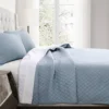 Ava Blue Diamond-Quilted Full/Queen 3-Piece Quilt Set