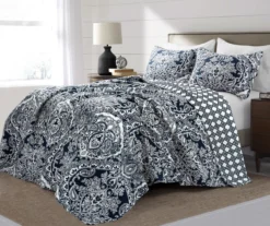 Aubree Navy & White Full/Queen 3-Piece Quilt Set 14 Aubree Navy & White Full/Queen 3-Piece Quilt Set -Hoover Sales Store 810552957 11