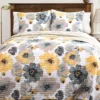 Leah White, Yellow & Gray Floral King 3-Piece Quilt Set