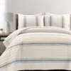 Beige & Blue Stripe Full/Queen 3-Piece Quilt Set