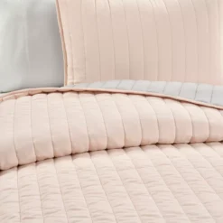 Soft Rose Stripe All-Season Twin XL 2-Piece Coverlet Quilt Set -Hoover Sales Store 810552973 21 1