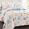 Hygge White & Pastel Elephant Full/Queen 4-Piece Quilt Set