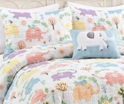 Hygge White & Pastel Elephant Full/Queen 4-Piece Quilt Set -Hoover Sales Store 810552999 21