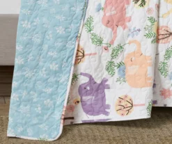 Hygge White & Pastel Elephant Full/Queen 4-Piece Quilt Set -Hoover Sales Store 810552999 4