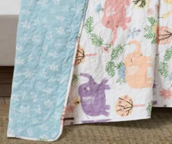 Hygge White & Pastel Elephant Full/Queen 4-Piece Quilt Set -Hoover Sales Store 810552999 41