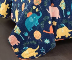 Hygge Navy & Pastel Elephant Full/Queen 4-Piece Quilt Set -Hoover Sales Store 810553000 3