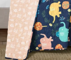 Hygge Navy & Pastel Elephant Full/Queen 4-Piece Quilt Set -Hoover Sales Store 810553000 4
