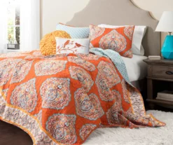 Harley Tangerine & Blue Mandala Arabesque King 5-Piece Quilt Set