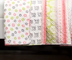 Pink & Gray Fox Ruffle Pattern Block Full/Queen 5-Piece Quilt Set -Hoover Sales Store 810553002 3