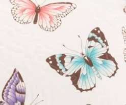 White & Pink Flutter Butterfly Ruffle Full/Queen 3-Piece Quilt Set 9 White & Pink Flutter Butterfly Ruffle Full/Queen 3-Piece Quilt Set -Hoover Sales Store 810553003 3