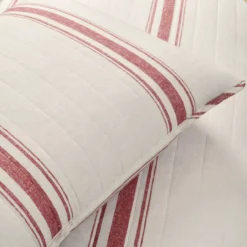 Beige & Red Stripe Full/Queen 3-Piece Quilt Set -Hoover Sales Store 810553004 41