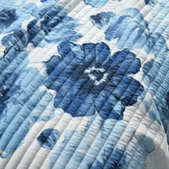 Leah White & Navy Floral Reversible Full/Queen 3-Piece Quilt Set -Hoover Sales Store 810553026 41