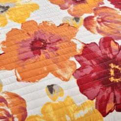 Leah Red & Orange Floral King 3-Piece Quilt Set -Hoover Sales Store 810553040 31