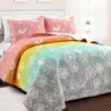 Pastel Rainbow Dandelion Fairy Ombre Twin 2-Piece Quilt Set