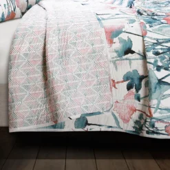 Zuri White, Orange & Blue Pattern Block Full/Queen 3-Piece Quilt Set 12 Zuri White, Orange & Blue Pattern Block Full/Queen 3-Piece Quilt Set -Hoover Sales Store 810553050 3