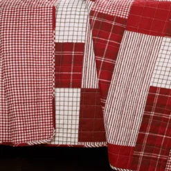 Greenville White & Red Plaid Patchwork Full/Queen 3-Piece Quilt Set -Hoover Sales Store 810553069 3