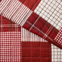 Greenville White & Red Plaid Patchwork Full/Queen 3-Piece Quilt Set -Hoover Sales Store 810553069 41