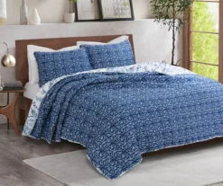 Erindale White & Blue Floral Paisley Full/Queen 3-Piece Quilt Set -Hoover Sales Store 810553071 11