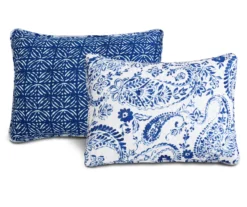 Erindale White & Blue Floral Paisley Full/Queen 3-Piece Quilt Set -Hoover Sales Store 810553071 3