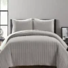 Light Gray Stripe All-Season Full/Queen 3-Piece Coverlet Quilt Set