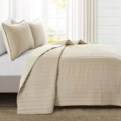 Sand Stripe All-Season Full/Queen 3-Piece Coverlet Quilt Set -Hoover Sales Store 810553266 21