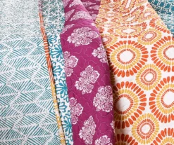 Fuchsia & Orange Bohemian Pattern Stripe Reversible King 3-Piece Quilt Set -Hoover Sales Store 810553316 4