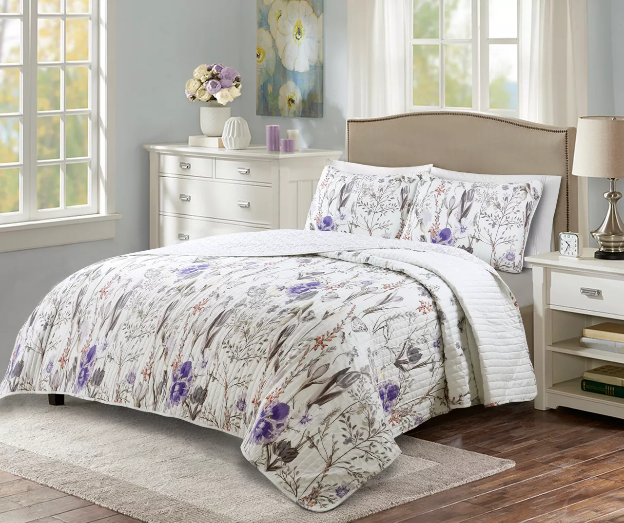 Adalia Floral Reversible 3-Piece Quilt Set 11 Adalia Floral Reversible 3-Piece Quilt Set - Image 11