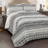 Hygge Black & White Geometric Reversible King 3-Piece Quilt Set