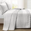 Hygge Gray & White Geometric Reversible King 3-Piece Quilt Set