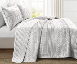 Hygge Gray & White Geometric Reversible King 3-Piece Quilt Set -Hoover Sales Store 810553390 11