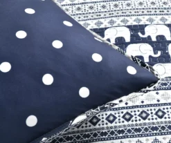 Navy & White Elephant Geometric Stripe Reversible Full/Queen 5-Piece Quilt Set 8 Navy & White Elephant Geometric Stripe Reversible Full/Queen 5-Piece Quilt Set -Hoover Sales Store 810553396 4