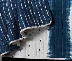 Jane White & Navy Shibori Tie-Dye Reversible King 3-Piece Quilt Set 14 Jane White & Navy Shibori Tie-Dye Reversible King 3-Piece Quilt Set -Hoover Sales Store 810553402 31