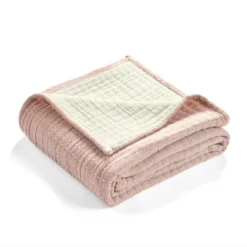 Kantha Blush & Off-White Stitch-Row Throw, (50" X 60") -Hoover Sales Store 810553461 3