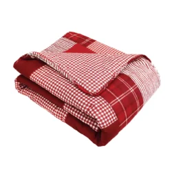 Greenville Red & White Plaid Patchwork Throw, (50" X 60") -Hoover Sales Store 810553467 31