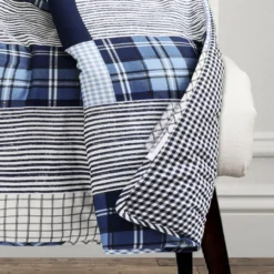 Greenville Navy & Blue Plaid Patchwork Throw, (50" X 60") -Hoover Sales Store 810553468 11