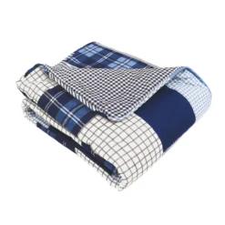 Greenville Navy & Blue Plaid Patchwork Throw, (50" X 60") -Hoover Sales Store 810553468 31