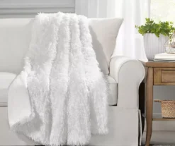 Emma White Faux Fur Throw, (50" X 60")