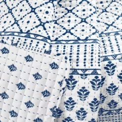 Monique White & Navy Pattern Patchwork Quilted Throw, (50" X 60") 9 Monique White & Navy Pattern Patchwork Quilted Throw, (50" X 60") -Hoover Sales Store 810553470 2