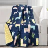 Navy & Pastel Llama Cactus Quilted Throw, (50" X 60")