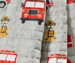 Gray & Red Fire Truck Quilted Throw, (50" X 60") -Hoover Sales Store 810553475 2