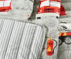 Gray & Red Fire Truck Quilted Throw, (50" X 60") -Hoover Sales Store 810553475 3