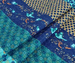 Royal Empire Peacock & Royal Blue Pattern Block Quilted Throw, (50" X 60") -Hoover Sales Store 810553483 2