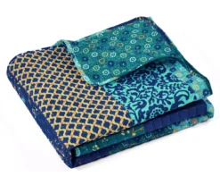 Royal Empire Peacock & Royal Blue Pattern Block Quilted Throw, (50" X 60") -Hoover Sales Store 810553483 41