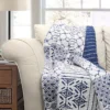 White & Blue Pattern Patchwork Monique Quilted Throw, (50" X 60")
