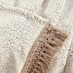 Beige Tassel-Fringe Sherpa Throw, (50" X 60") 8 Beige Tassel-Fringe Sherpa Throw, (50" X 60") -Hoover Sales Store 810553491 2