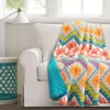 Orange & Turquoise Geometric Boho Quilted Throw, (50" X 60")