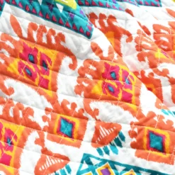 Orange & Turquoise Geometric Boho Quilted Throw, (50" X 60") -Hoover Sales Store 810553493 31