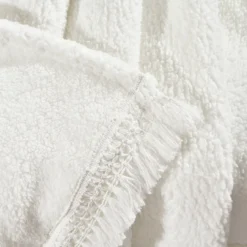 White Tassel-Fringe Sherpa Throw, (50" X 60") 8 White Tassel-Fringe Sherpa Throw, (50" X 60") -Hoover Sales Store 810553494 2
