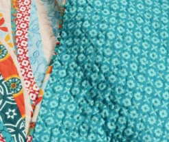 Turquoise & Orange Pattern Wave Hailey Quilted Throw, (50" X 60") -Hoover Sales Store 810553498 2